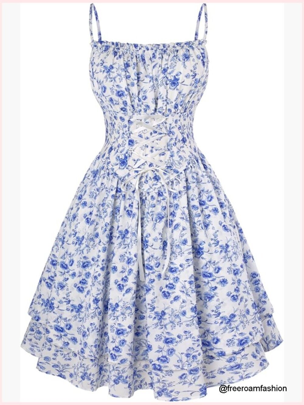 Floral Corset Mini Sundress Spaghetti Strap Smocked Back A-Line
